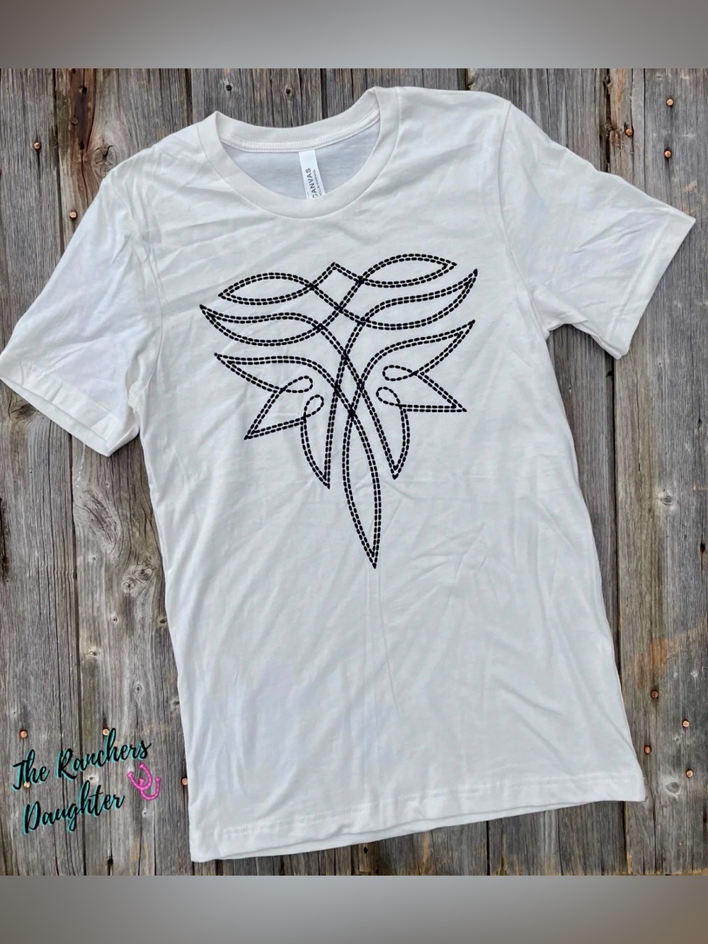 Vintage White Fancy Boot Stitch Tee
